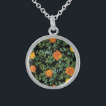 Black & Orange Halloween Gothic Wedding Collection Sterling Silver Necklace<br><div class="desc">Black and Orange roses wedding collection is perfect for a spooky gothic style Halloween wedding.  Also great for anyone that just wants an elegant wedding theme in orange and black.</div>