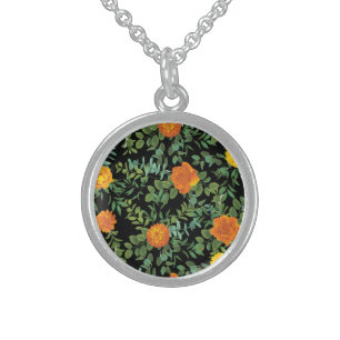 Black & Orange Halloween Gothic Wedding Collection Sterling Silver Necklace