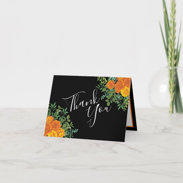 Black & Orange Halloween Gothic Wedding Collection Thank You Card (Front)