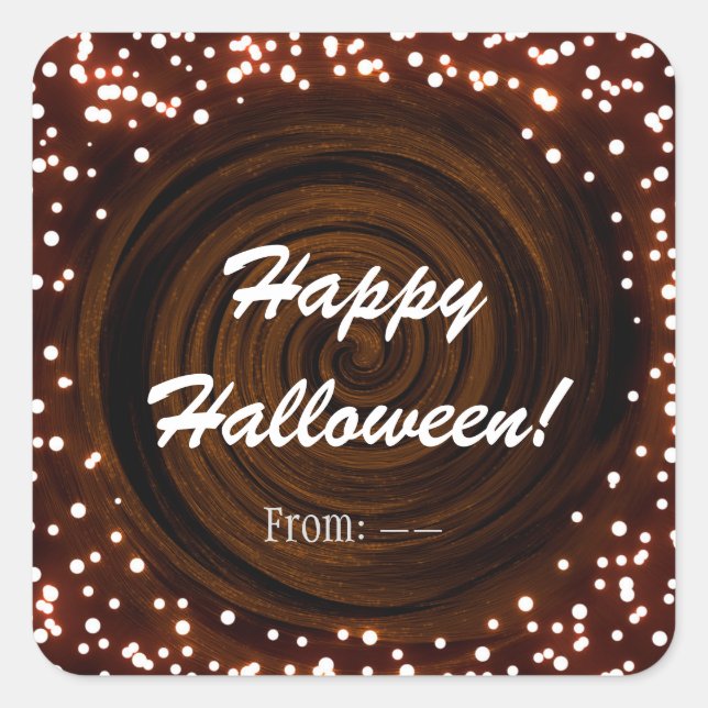 Black & Orange Halloween Lights Party Favor Square Sticker (Front)