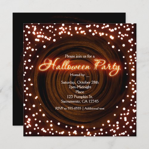 Black  Orange Halloween Lights Party Invitations