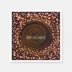 Black & Orange Halloween Lights Party Paper Napkins