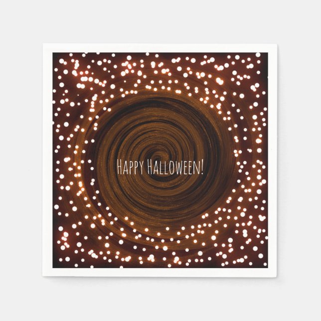 Black & Orange Halloween Lights Party Paper Napkins (Front)