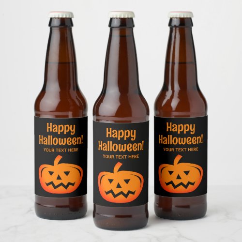 Black  orange Halloween party beer bottle labels