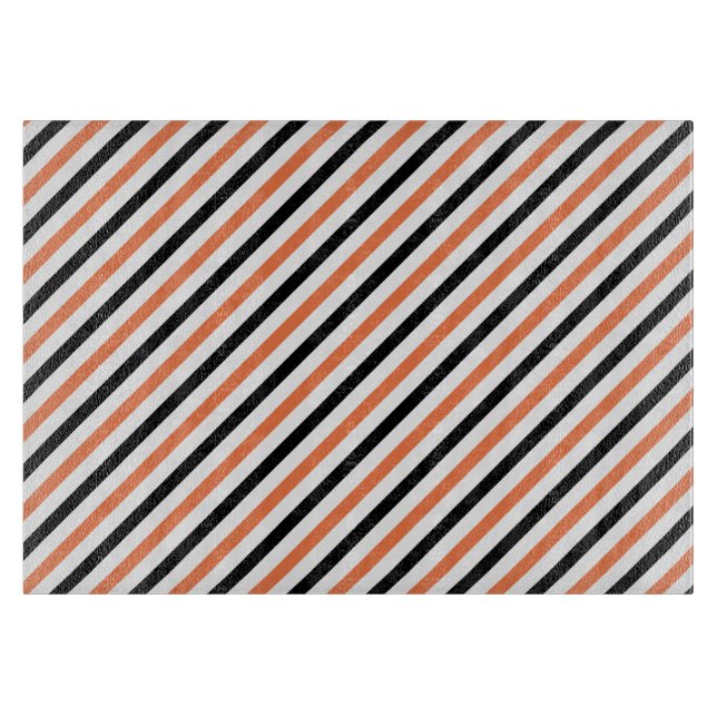 Black & Orange Halloween Stripes Cutting Board (Front)