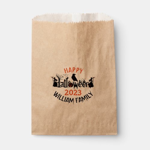 Black  Orange Halloween Typography Concept Favor Bag