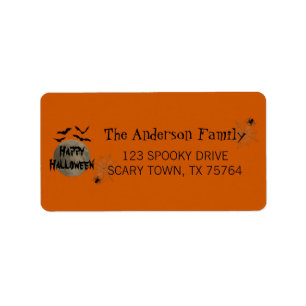 Black Orange Happy Halloween Return Address Label