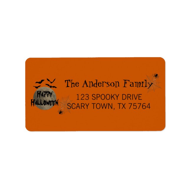 Black Orange Happy Halloween Return Address Label (Front)