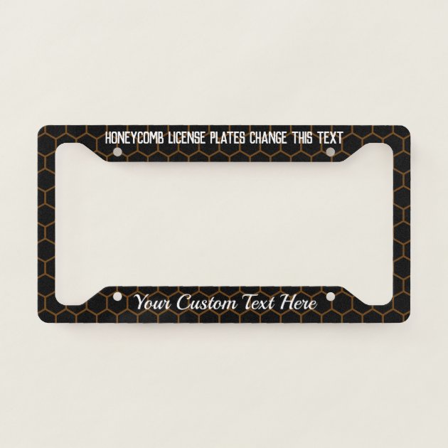 Black Orange Honeycomb Apiarist Lady License Plate Frame