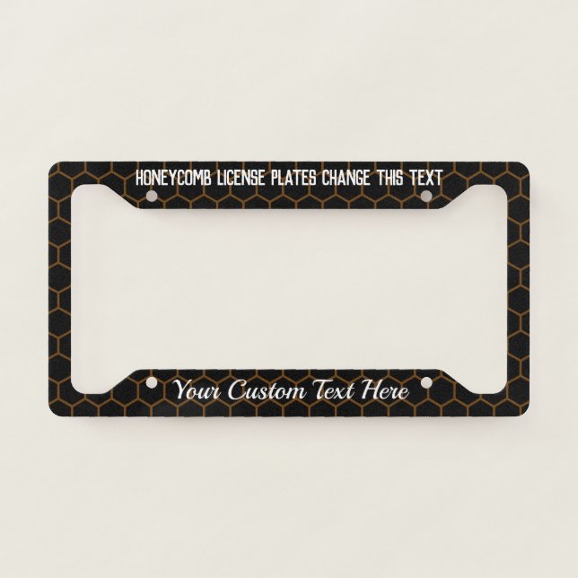 Black Orange Honeycomb Apiarist Lady License Plate Frame (Front)
