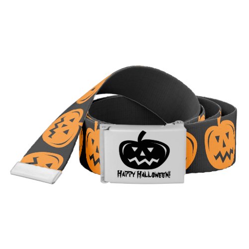 Black  orange jack o lantern print costume party belt