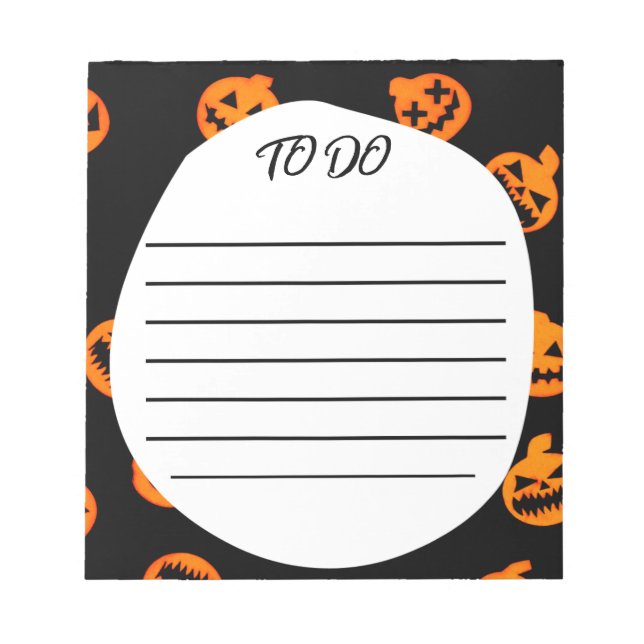 Black Orange Jack O'Lantern To Do list  Notepad (Front)