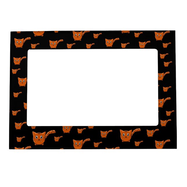 Black & Orange  Kitty Pattern Magnetic Frame (Front)