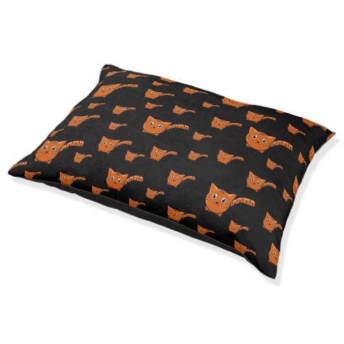 Black  Orange Kitty Pattern Pet Bed