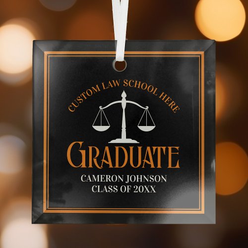 Black Orange Law School 2024 Graduation Christmas Glass Ornament