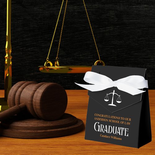 Black Orange Law School Custom Graduation Party Favor Boxes