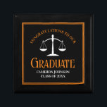 Black Orange Law School Custom Graduation Party Gift Box<br><div class="desc">This modern black and orange custom law school graduation party gift box features classy typography for a class of 2024 graduate. Customize with your graduating year under the white scales of justice for this great personalized lawyer or attorney present of congratulations.</div>