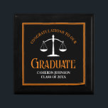 Black Orange Law School Custom Graduation Party Gift Box<br><div class="desc">This modern black and orange custom law school graduation party gift box features classy typography for a class of 2024 graduate. Customize with your graduating year under the white scales of justice for this great personalized lawyer or attorney present of congratulations.</div>