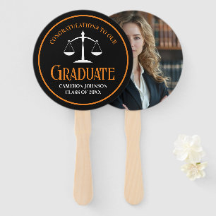 Black Orange Law School Custom Graduation Party Hand Fan