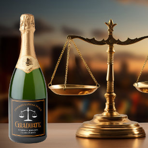 Black Orange Law School Custom Graduation Party Sparkling Wine Label