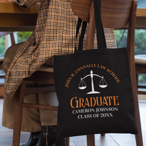 Black Orange Law School Graduate Personalized Tote Bag