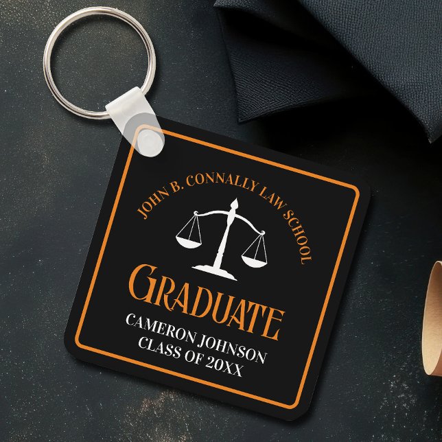 Black Orange Law School Graduation Custom Keychain (Creator Uploaded)