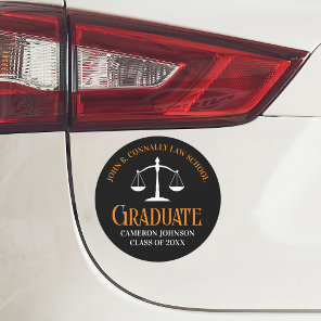 Black Orange Law School Graduation Keepsake Car Magnet