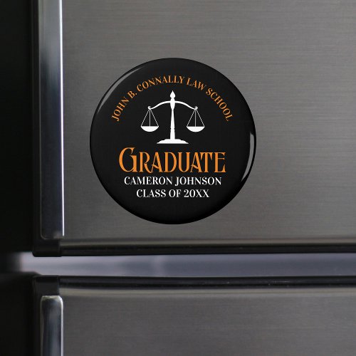 Black Orange Law School Graduation Keepsake Magnet