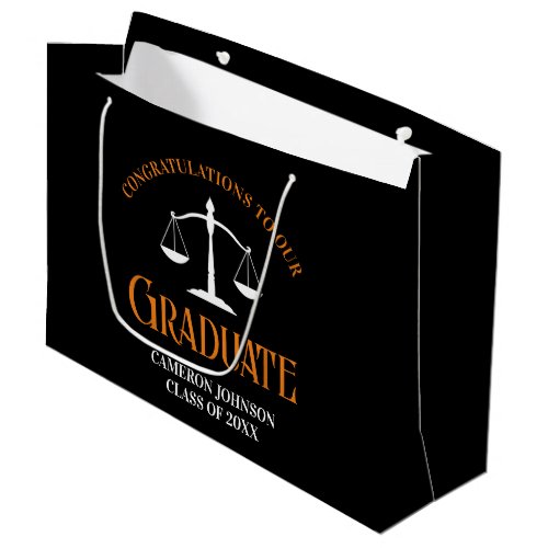 Black Orange Law School Graduation Lawyer Large Gift Bag