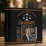 Black Orange Law School Graduation Photo Album 3 Ring Binder<br><div class="desc">This modern black and orange custom law school graduation photo album features classy typography for a class of 2024 graduate. Customize with your name under the white scales of justice for this great personalized lawyer or attorney keepsake binder.</div>