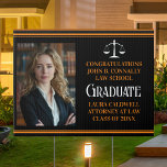 Black Orange Law School Graduation Photo Yard Sign