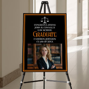 Black Orange Law School Photo Graduation Party Foam Board