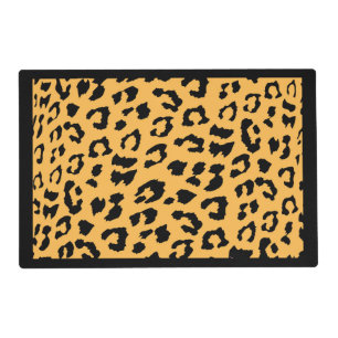 black orange leopard art animal pattern placemat