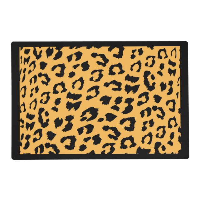 black orange leopard art animal pattern placemat (Front)
