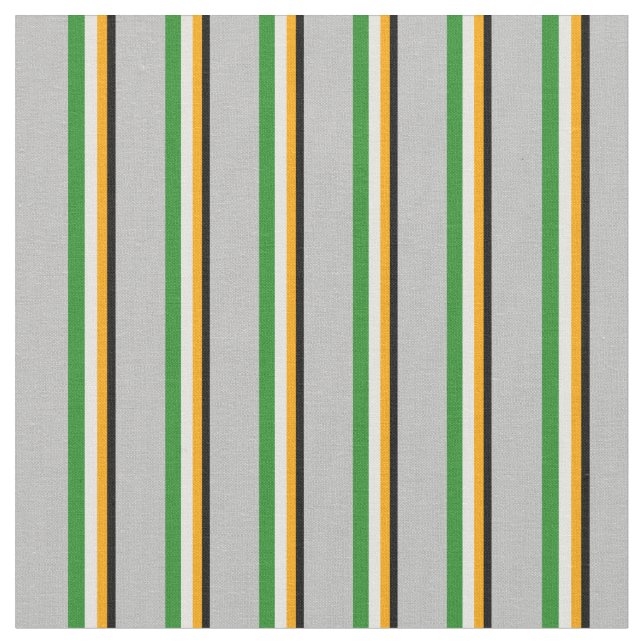 Black, Orange, Light Cyan, Forest Green, and Grey Fabric (Close Up)