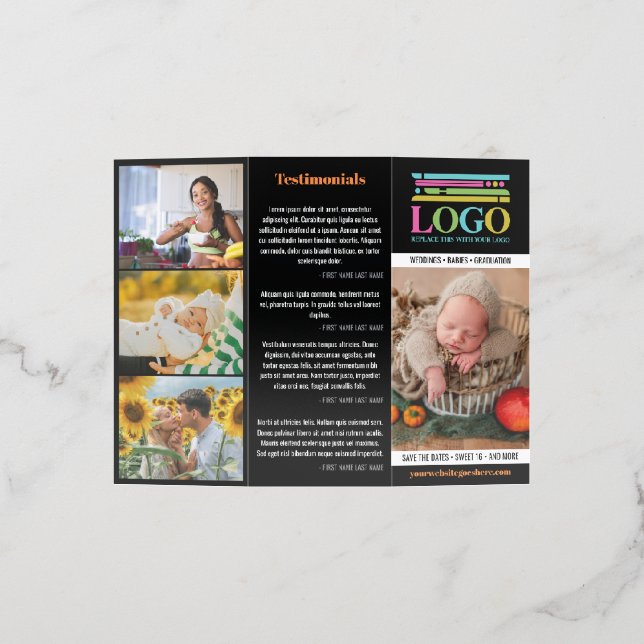 Black Orange Logo Photos Promo Small Business Brochure (Outside)