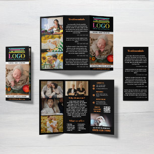 Black Orange Logo Photos Promo Small Business Brochure