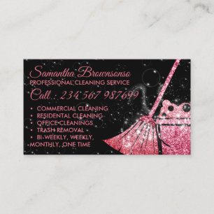 Black Orange Luxury Cleaning Maid Janitorial Business Card