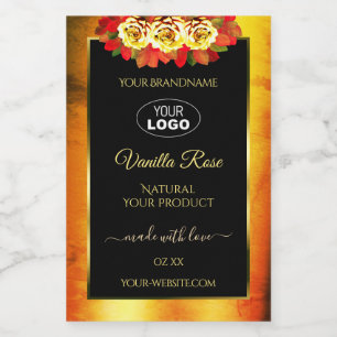Black Orange Marble Product Labels Roses with Logo