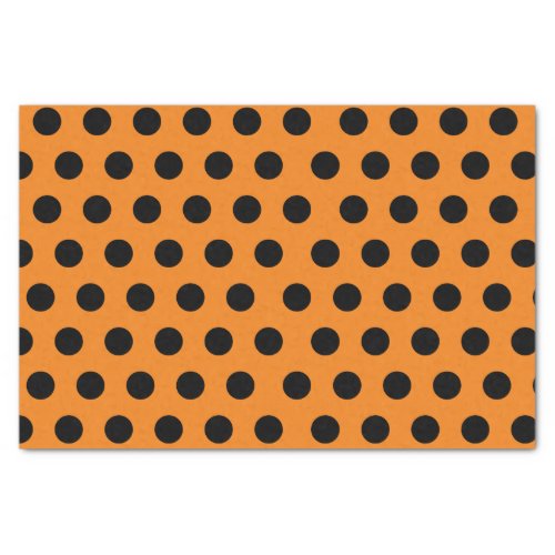 Black  Orange Medium Sized Polka Dot Tissue Paper