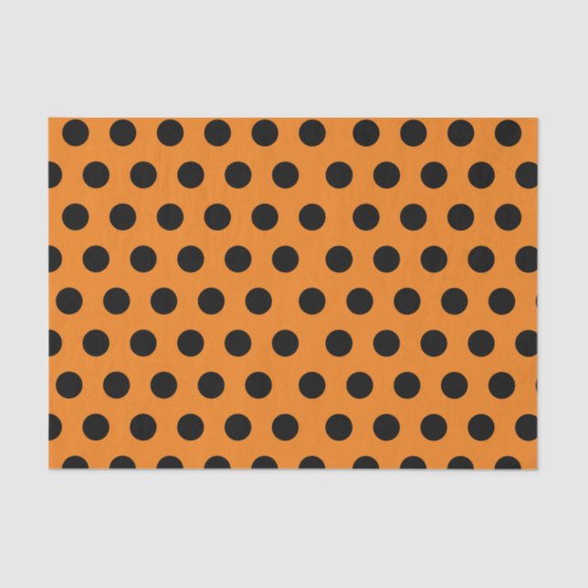Black & Orange Medium Sized Polka Dot Tissue Paper (Front)
