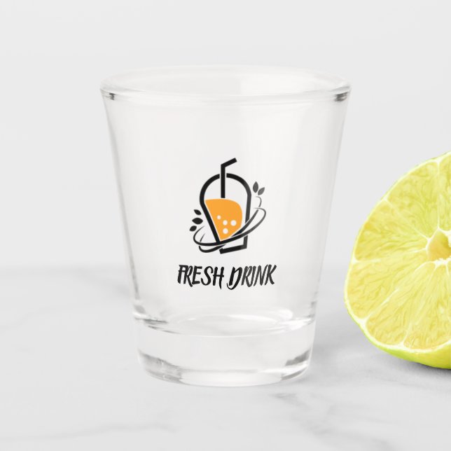 Black Orange Minimalist Fresh Drink Shot Glasses (Front)
