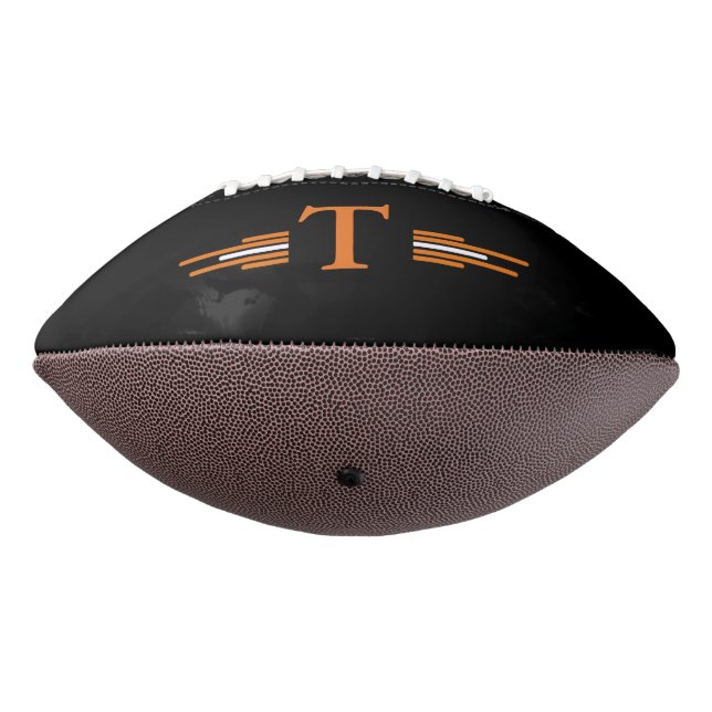 Black Orange Monogram  2 Panel Design Football (Rotated 270)
