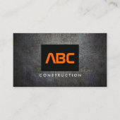 Black/Orange Monogram Grunge Metal Construction II Business Card (Front)
