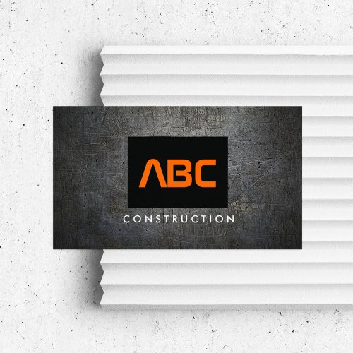 BlackOrange Monogram Grunge Metal Construction II Business Card