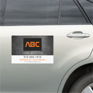 Black/Orange Monogram Grunge Metal Construction II Car Magnet