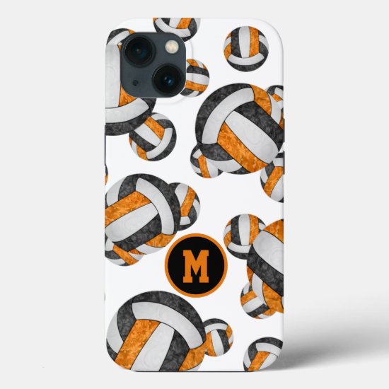 Black orange monogrammed girls volleyball iPhone 13 case