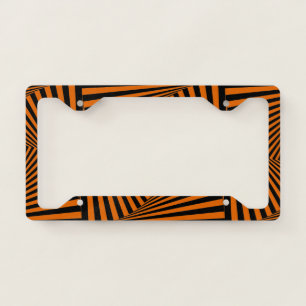 Black & Orange Optical Illusion. License Plate Frame