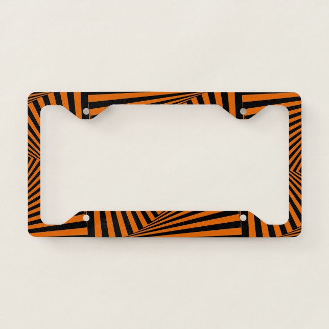 Black & Orange Optical Illusion. License Plate Frame (Front)