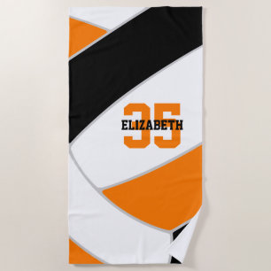 black orange or ANY colors volleyball player name Beach Towel
